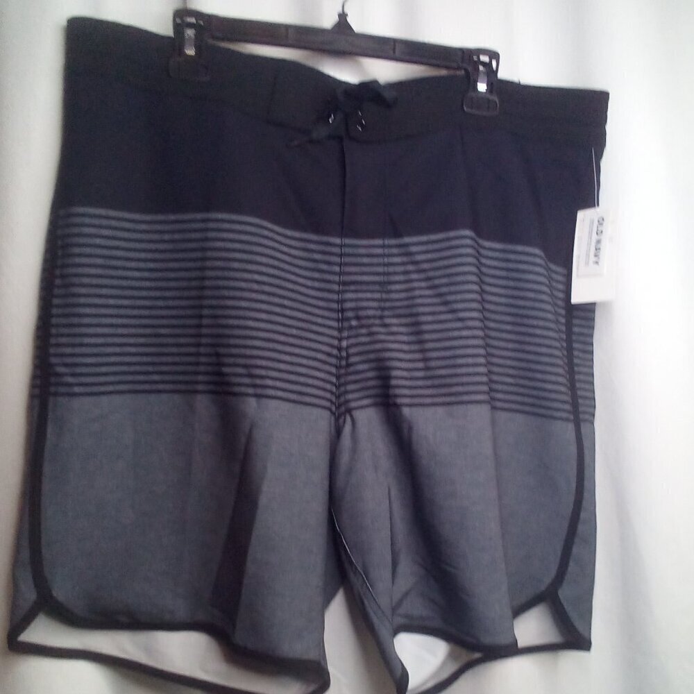 Old Navy Swim Trunks Shorts 40 Men UPF 40 Pocket Black Gray